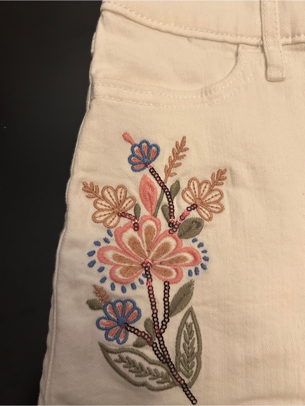 abercrombie kids Cream Embroidered Floral Shorts